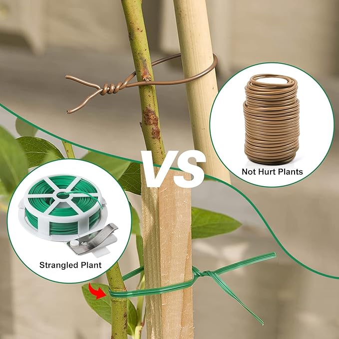 Decoroca Soft Plant Ties for Support - 65.6' Reusable Waterproof Plant Wire, Garden Twist, Office Organization and Decoration Binding（3pcs/Brown）