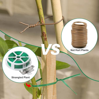 Decoroca Soft Plant Ties for Support - 65.6' Reusable Waterproof Plant Wire, Garden Twist, Office Organization and Decoration Binding（3pcs/Brown）