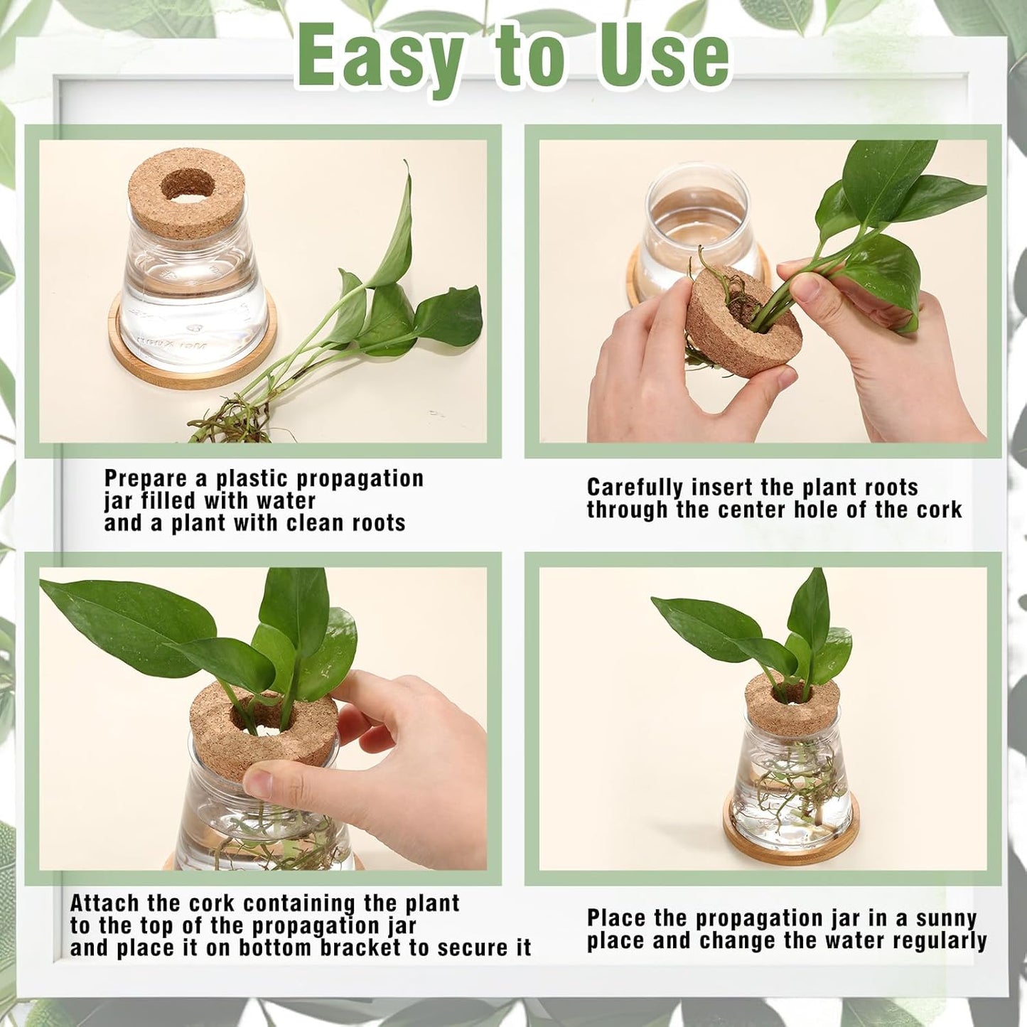 Baderke 12 Packs Plastic Desktop Vase with Hole Lid and Bamboo Stand Plant Propagation Stations Plant Growing in Water Hydroponic Home Office Table Decoration (Fresh Style)