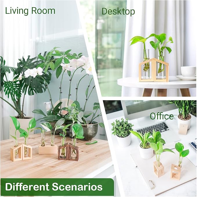 Propagation Station, Plants Terrarium, Plants Lover Gifts for Women,Plant Cutting Holder Home décor,Gifts for Women,House Warming New Home-2 Tubes-Beige