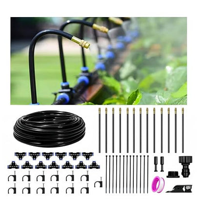 360°Irrigation System for Garden - 40FT Drip Irrigation System with 13 Nozzles, Garden Watering System, Greenhouse Accessories, Atomizing System for Garden, Yard, Lawn, Potted Plants, 5/16 inch Hose