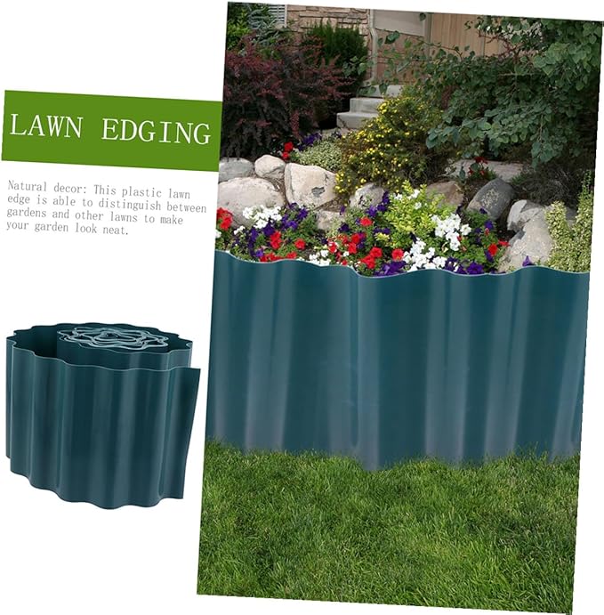 2 Rolls Flexible Plastic Garden Fence Lawn Edging Borders for Flower Beds Lightweight Landscape Border Kit with Curved and Straight Installation Pastoral Garden Decoration