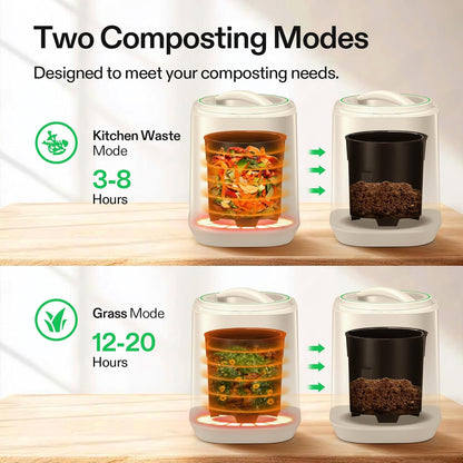 VIVOSUN 4L Electric Composter for Kitchen Indoor, Smart Compost Machine for Countertop, Odorless/Auto-Cleaning/3 Modes/Intelligent LED Display, Mill Composter Kitchen Bin Food Recycler, White
