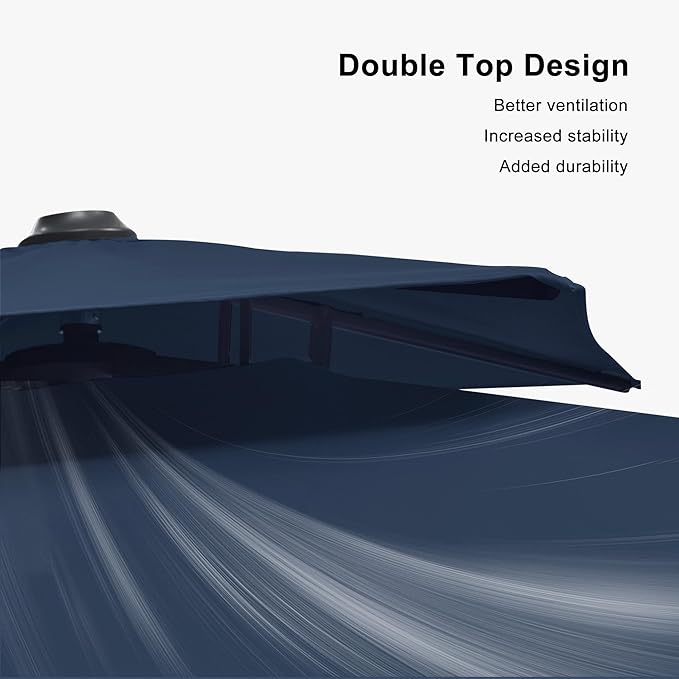 PURPLE LEAF 12 FT Cantilever Patio Umbrella Outdoor Umbrella with 330lbs Base Large Square Windproof Offset Umbrella for Pool Deck Garden, Ocean Slate