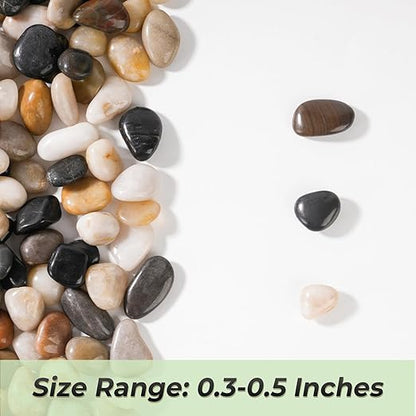 SIDONG 5 LB Mixed River Rocks, 0.3-0.5 Inches High Polished Pebbles for Indoor Plants, Aquarium Rocks Used in Fish Tank, Decorative Stones for Plants, Vases, Home Décor, Crafting, Garden Landscaping