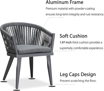 PURPLE LEAF 9 Pieces Outdoor Dining Set with Patio Aluminium Square Dining Table and Wicker Rattan Chairs Modern Furniture Cushions Sets for Backyard Indoor Decor Kitchen Grey