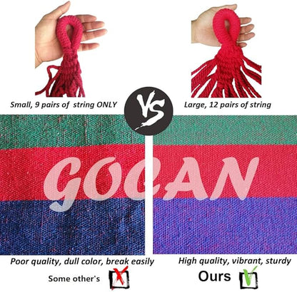 Double Hammock 2 Person Extra Large 220x160cm Total Length 330cm Load 500lb Canvas Cotton Hammock for Patio Porch Garden Backyard Lounging Outdoor and Indoor with Removable Spreader bar