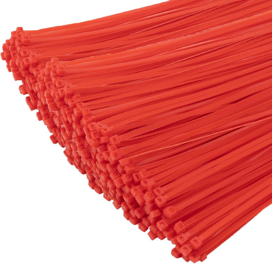 XINGO 1000 PCS Red Zip Ties 8 Inch, 60 LBS Tensile Strength, Self-Locking Nylon Plastic Nylon PA66 Wire Ties for Indoor and Outdoor Use