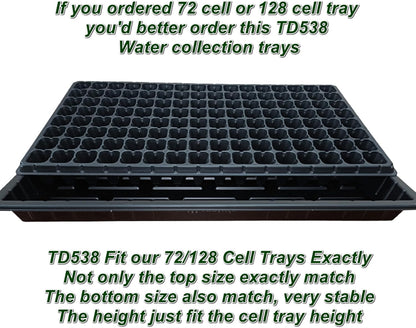 10Pcs 128 Cell Seed Starter Trays, Thick Durable Nursery 128 Cell Plug Tray Seedling Flat Plastic Shallow Tray for TD538 1020 Trays (21.26", 11.02", Deep 1.89"), GGBQ128
