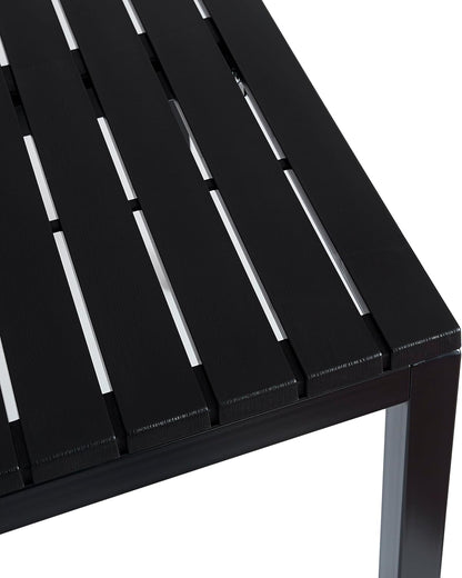 Plastic Outdoor Dining Table with Metal Legs, Weather Resistance, Home Patio Table, Restaraunt Outdoor Table, Quick Assembly (Black)