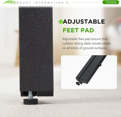 AECOJOY 60" Outdoor Dining Table, Aluminum Patio Table with Wood-Plastic Composite Tabletop,6 Seater Dining Table for Backyard Garden