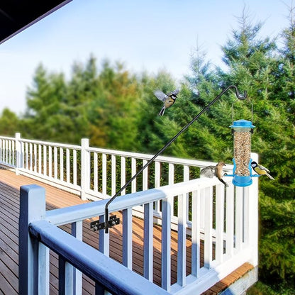 2 Packs Extended Fence Deck Heavy Duty Bird Feeder Hook, 360 Degree Rotary and Length Adjustable Plant Bracket for Bird Feeders Planters Suet Baskets Lanterns Wind Chimes and More