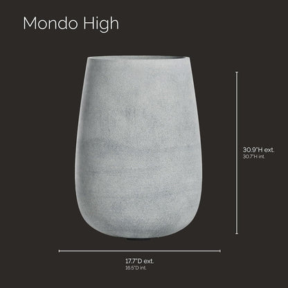 Mondo High Tall Planter – Concrete Stone Finish – Fiberglass Indoor/Outdoor and Weather-Resistant Round Planter (17.7" D x 30.9" H Exterior, 16.5" D x 30.7" H Interior)