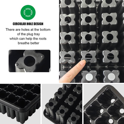 54 Cell Seed Starter Trays, 2.8" Deep Plug Flat Tray,10 Pieces Big Holes Germination Tray, Thick Durable Seedling Plastic Nursery Reusable Trays (11.14inch ×14.6 inch, 10-Pack)