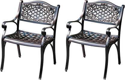 Outdoor Dining Chair Cast Aluminum Patio Chairs Set of 2 All-Weather Patio Dining Chair with Adjustable Feet for Backyard Garden (Die-Casting C Chair)
