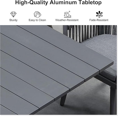 PURPLE LEAF 5 Pieces Outdoor Dining Set with Patio Aluminium Dining Table and Wicker Chairs Modern Furniture Cushions Sets for Backyard Indoor Decor Kitchen Gray