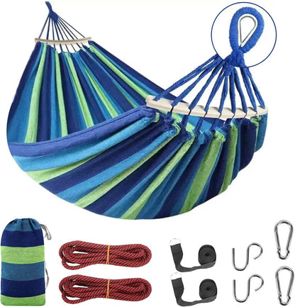 Durable Hammocks 660 Lbs Capacity, Camping Essentials Hiking Gear Accessories Max 2 X Tree Straps & Carabiners & Duckbilled Buckle & Thicker Rope & Portable Carrying Bag Included (Blue)