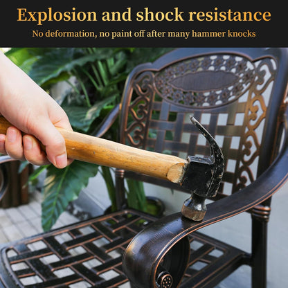 Outdoor Dining Chair Cast Aluminum Patio Chairs Set of 2 All-Weather Patio Dining Chair with Adjustable Feet for Backyard Garden (Purple Bamboo Chair)