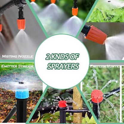 Drip Irrigation System - Irrigation System for Garden w/ 1/4" & 1/2" Fast-Lock Tubing - Adjustable Nozzles & Sprinklers Garden Watering System (230FT Kits)