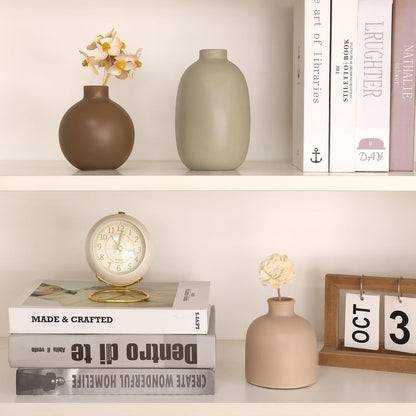 CUCUMI Ceramic Vase Set of 5, Home Decor Farmhouse Décor Handmade Pottery Vases for Pampas Grass, Dried Fresh Flowers, Table, Living Room, Kitchen, Shelf, Entryway Mantel Neutral Tones