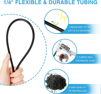 Bonviee Misters for Outside Patio, 100FT Misting Cooling System for Patio, 100FT (30M) Misting Line+28 Mist Nozzles+3/4" Brass Adapter, Pre-Assembled Garden & Greenhouse Watering System