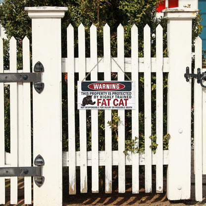 Funny Warning Signs, The Property is Protected By Highly Trained Fat Cat Sign, Decorative Wood Hanging Wood Plaque, Cute Cat Door Sign, Cat Owner Home Decor, Front Door Decor for Porch