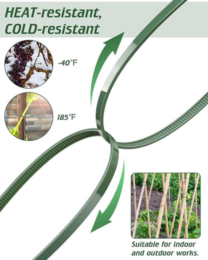 8 Inch PA66 Green Zip Ties, 100 Pcs 3.6mm Heavy Duty Plastic Wire Ties with 45 Lbs, Premium Self-locking Nylon Cable Ties Decoration Tie Wraps for Christmas Tree Gardening Fence Plants Grid Wall