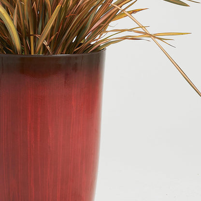 Worth Garden 20" H. Plastic Planters - Set of 2 Gradient Red Glossy Smooth Finish - Tall Plant Pots Drain Hole for Indoor Outdoor Use - Decorative Lightweight Flower Pots for Front Porch, Patio, Deck