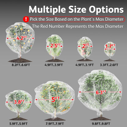 JOJOLEE Garden Blueberry Bush Netting Cover, 6Pcs 3.3 x 2.6FT Insect Bird Nettings with Drawstring, Protective Plant Cover Mesh Net Bags for Fruit Trees, Tomatoes, Flowers