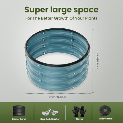 ZXZYHFTY Round Galvanized Raised Garden Bed kit, Blue Outdoor Garden Raised Planter Box, Round Large Metal Raised Garden Beds for Vegetable 2 * 2 * 1ft 1 Pack