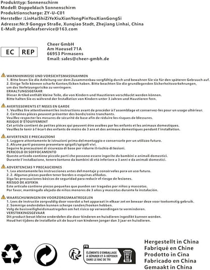 PURPLE LEAF 10' X 13' Patio Umbrella Outdoor Rectangle Umbrella Large Cantilever Umbrella Windproof Offset Heavy Duty Sun for Garden Deck Pool Patio, Navy Blue