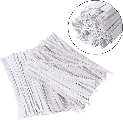 DGTANGYIN 500 Pcs 5" White Paper Twist Ties, for Party Cello Candy Bread Coffee Bags Cake Pops
