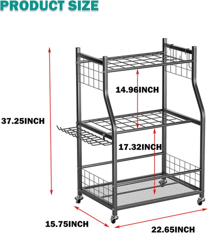 EVERHANGER Garden Tool Organizer Stand, Garage Tool Storage Organization, Yard Tool Racks with lockable wheels, Fit for Long-Handled Tools/Rakes/Brooms, Indoor/Outdoor Use