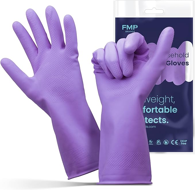 FMP Brands 3/6/12/60 Pairs Cleaning Gloves, Waterproof Rubber Gloves for Washing Dishes, Non-Slip Latex Dishwashing Gloves