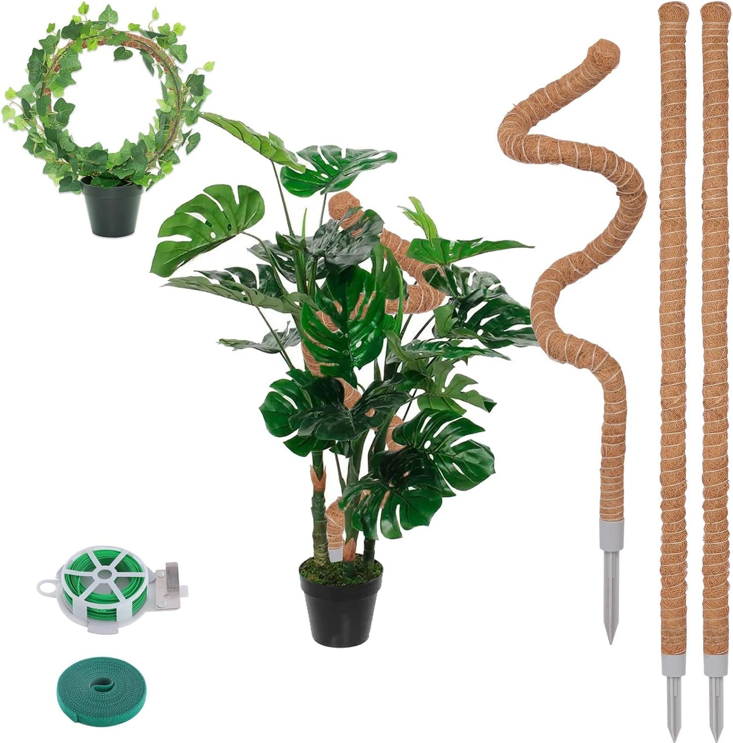 3 Pack Moss Pole, 30 Inch Monstera Plant Support， Moss Poles for Climbing Plants Indoor DIY, Coco Coir Plant Pole Moss Plant Stick Support Stake Kit for Potted Plants, Pothos, Philodendron