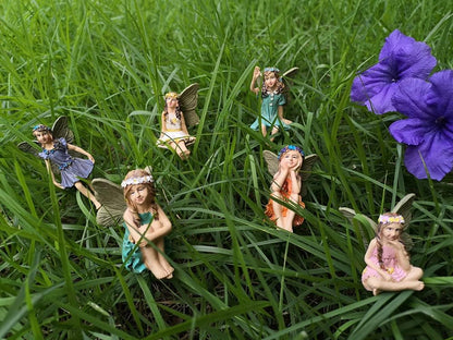 Fairy Garden Accessories Outdoor Indoor, 6pcs Miniature Fairies Figurines for Pot Plants and Mini Garden Lawn Decorations