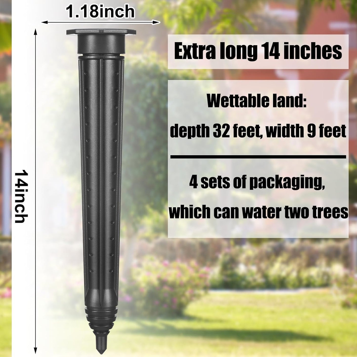 4 Pack Garden Watering Stake Large UV-Protected ABS Plastic Deep Root Irrigation Spike for Trees, Shrubs, Bushes, Shrubs, Flowers, Fruits, Vegetables, Potted Plants (14 Inch)