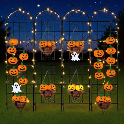 4 Pack 72x20in Rustic Iron Arch Decoration Garden Trellis with Black Metal Coating – Perfect for Supporting Climbing Plants Outdoor, Roses, Vines, Flowers, and Vegetables.