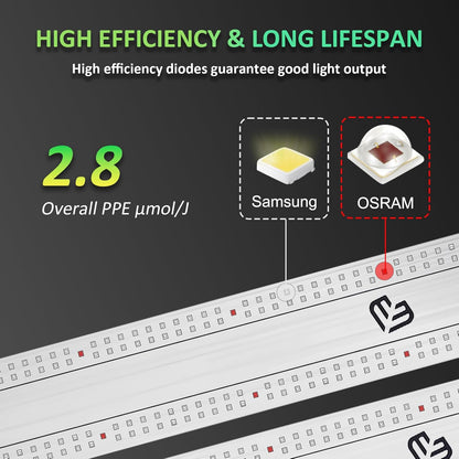 BLOOMINGREEN LED Plant Grow Lights Indoor 300W with Samsung LM301B Diodes LEDs,Commercial Full Spectrum Daisy Chain Dimmable Grow Lamp in Seedlings Vegetables Flowers 3x3/4x4ft Grow Tent Room