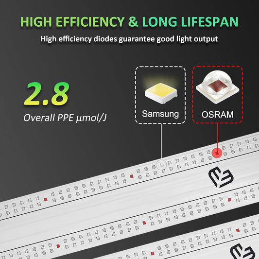 BLOOMINGREEN LED Plant Grow Lights Indoor 300W with Samsung LM301B Diodes LEDs,Commercial Full Spectrum Daisy Chain Dimmable Grow Lamp in Seedlings Vegetables Flowers 3x3/4x4ft Grow Tent Room