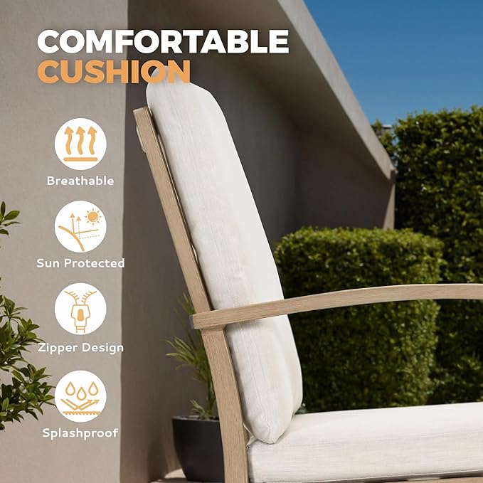 HAPPATIO 7 Piece Patio Swivel Dining Set, Aluminum Outdoor Dining Set for 6,Dining Table and Chairs Set, Patio Dining Furniture with Aluminum Table, Swivel Chairs and Washable Cushions (Beige)