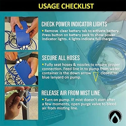 Professional Grade Portable Misting System - 4 Mist Nozzles | Pump | Easy to Setup | 16 ft. Mist Line for Outdoor Patios, Golf Carts, Greenhouses, Canopy and Decks - Cools The air up to 30°F (17°C)!