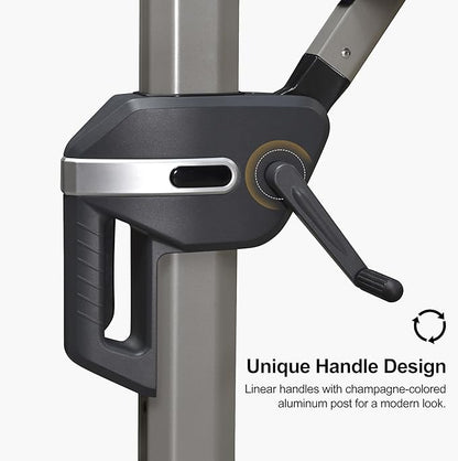 PURPLE LEAF 9' X 11.5' Patio Umbrella, Rectangle Outdoor Cantilever Umbrella, Aluminum Offset Umbrella with Champagne Frame and 360° Rotation for Pool Deck Garden, Beige