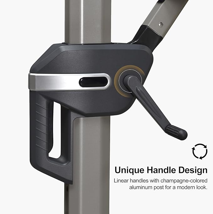 PURPLE LEAF 9' X 11.5' Patio Umbrella, Rectangle Outdoor Cantilever Umbrella, Aluminum Offset Umbrella with Champagne Frame and 360° Rotation for Pool Deck Garden, Taupe