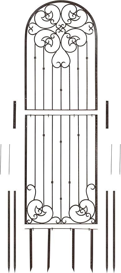 H Potter Outdoor Metal Wall Art Decor or Trellis for Climbing Plants Garden Panel Roses Vines Privacy Includes Brackets for Hanging X Large with 4 Mounts