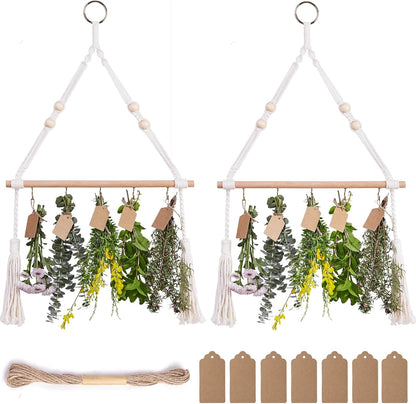 2pack Herb Drying Rack Flower Drying with 25PCS Brown Gift Tags and 32ft Natural Jute Twine herb Dryer,Herb Drying Rack,Hanging Herb Dryer Rack