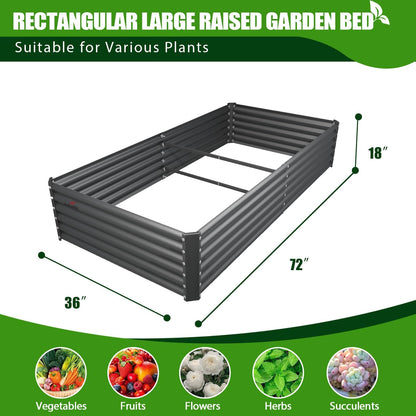A ANLEOLIFE 8-Pack 6X3X1.5ft & 74x74x18 in Deep Root Galvanized Raised Garden Beds Outdoor for Planting Vegetables Flowers Herb, Quartz Grey