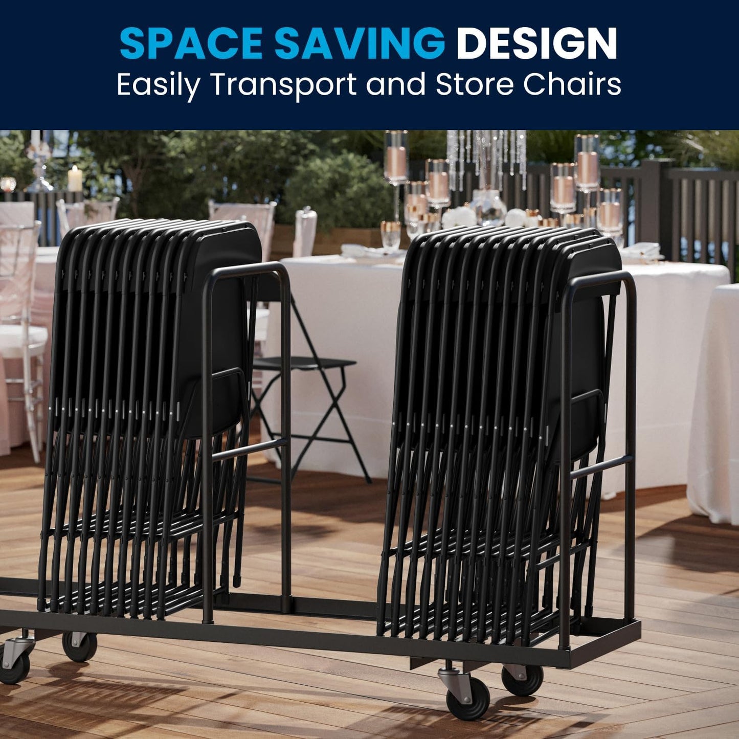 Flash Furniture Hercules Series Plastic Folding Chairs for Parties and Weddings, Stackable Commercial Event Seats with 650-lb. Static Weight Capacity, Set of 4, Black