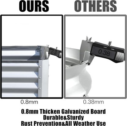 Domi Galvanized Raised Garden Bed, Outdoor Planter Garden Boxes Large Metal Planter Box for Gardening Vegetables Fruits Flowers, Silvery (8x4x2ft)