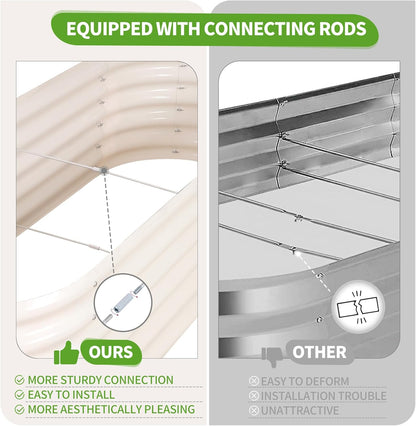 Galvanized Raised Garden Bed Outdoor- 2 Pcs Raised Beds for Gardening| Metal Planter Box, Steel Raised Garden Bed Kit with Gloves for Vegetables, Flower, Herbs (6x2x1.4FT, White)
